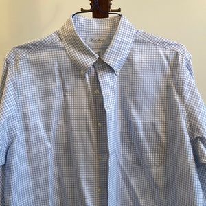 Brooks Brothers blue and white check dress shirt Oxford collar. 16.5 32/33